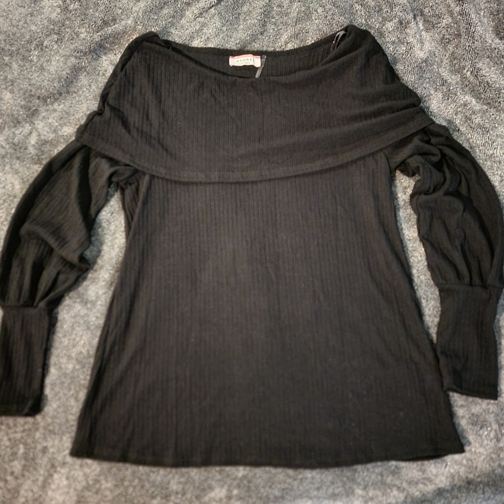 Black long sleeve off the shoulder top